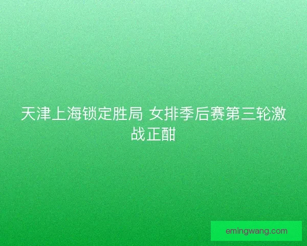 天津上海锁定胜局 女排季后赛第三轮激战正酣