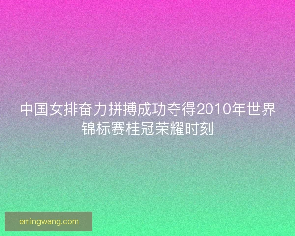 中国女排奋力拼搏成功夺得2010年世界锦标赛桂冠荣耀时刻 中国女排奋力拼搏成功夺得2010年世界锦标赛桂冠荣耀时刻